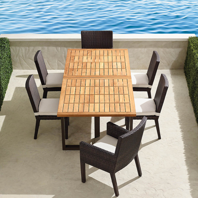 Frontgate Pierce 7-pc. Expandable Teak Dining Set In Bronze Finish
