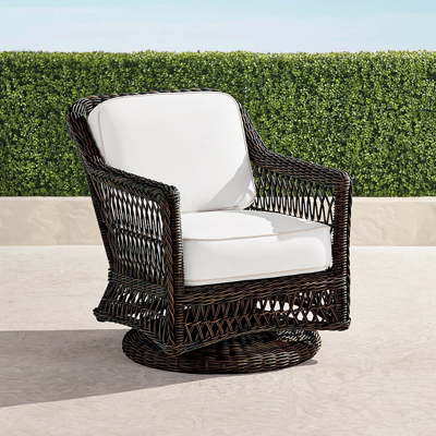 Frontgate Hampton Swivel Lounge Chair In Black Walnut Finish