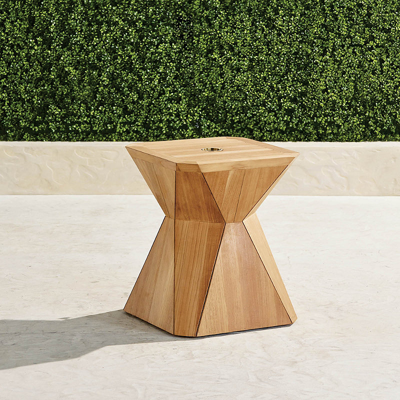 Frontgate Teak Prism Umbrella Table In Brown