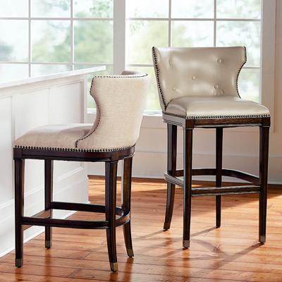 Frontgate Monaco Bar And Counter Stool In Washed Pecan,slate Leather Bar Height