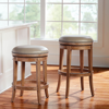 Frontgate Henning Backless Swivel Bar & Counter Stool In Alabaster White,cobblestone Leather Counter Stool