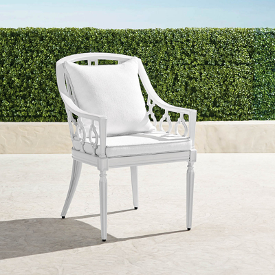 Frontgate Avery Dining Arm Chair With Cushions In White Finish
