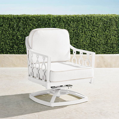 Frontgate Avery Swivel Lounge Chair With Cushions In White Finish