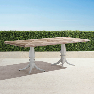 Frontgate Avery Teak Top Table In White Finish