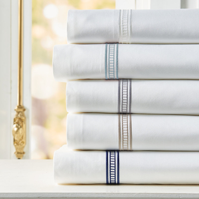 Frontgate Ladder Stitch Sateen Sheet Set In White