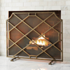Frontgate Beckett Fireplace Screen In Antique Brass