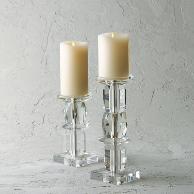 Frontgate Diana Crystal Candlesticks In Transparent