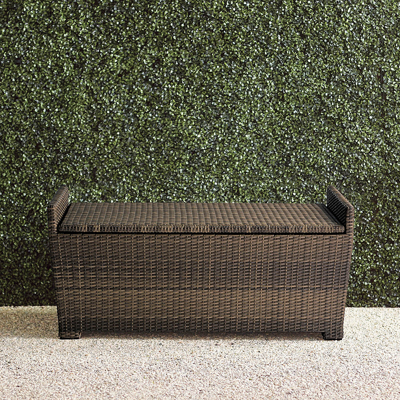 Frontgate Tapered Wicker Storage Bench In Gray