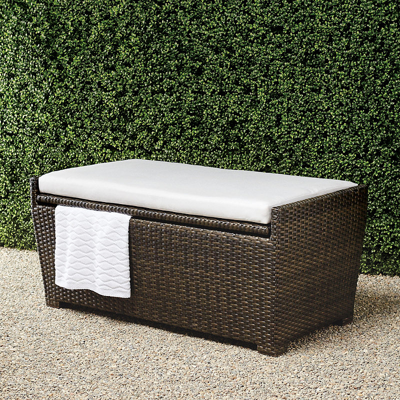 Frontgate Tapered Wicker Storage Bench Cushion In Brown