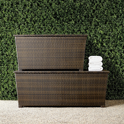 Frontgate Tapered Wicker Storage Chests In Gray