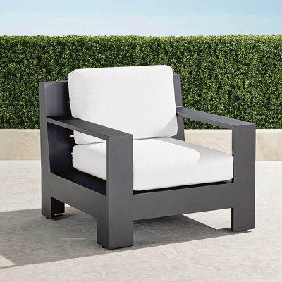 Frontgate St. Kitts Lounge Chair With Cushions In Matte Black Aluminum