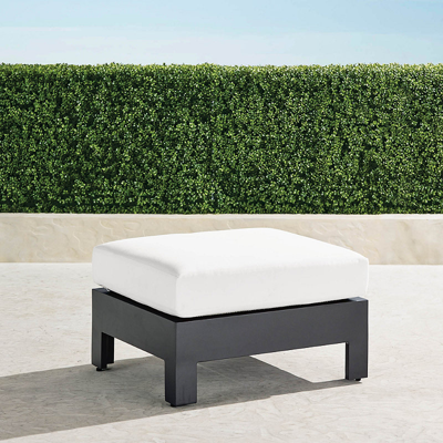Frontgate St. Kitts Ottoman With Cushions In Matte Black Aluminum