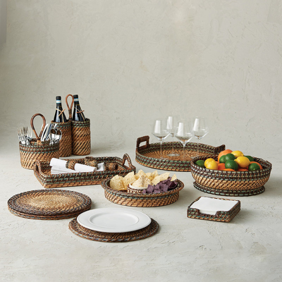 Frontgate Rattan Nito Serving Collection In White