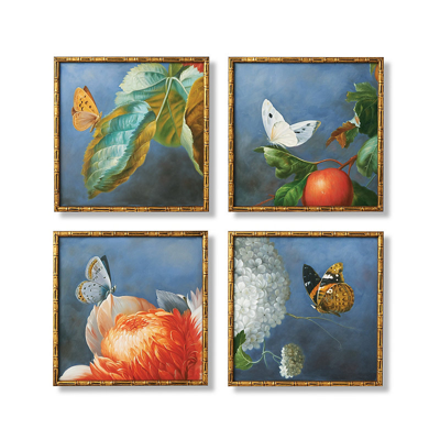 Frontgate Set Of 4 Olana Handpainted Butterfly Wall Art