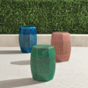 Frontgate Hana Cane Accent Stools In Tropical Green