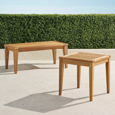 Frontgate Teak Tables In Natural Finish