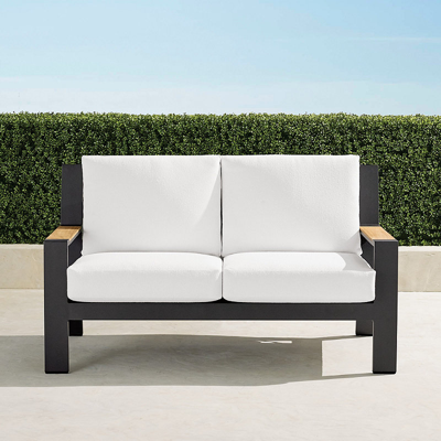 Frontgate Calhoun Loveseat With Cushions In Aluminum