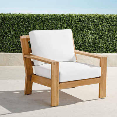 Frontgate Calhoun Lounge Chair With Cushions In Natural Teak