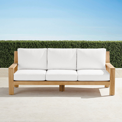 Frontgate Calhoun Sofa With Cushions In Natural Teak