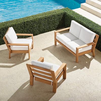 Frontgate Calhoun 3-pc. Loveseat Set In Natural Teak