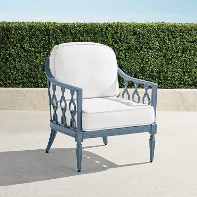 Frontgate Avery Lounge Chair With Cushions In Moonlight Blue Finish