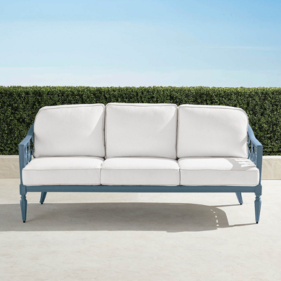 Frontgate Avery Sofa With Cushions In Moonlight Blue Finish