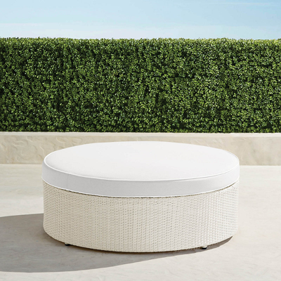 Frontgate Pasadena Ottoman With Cushion In Ivory Finish