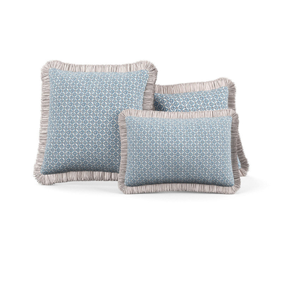 Frontgate Carmona Tile Fringed Indoor/outdoor Pillow In Silver Square