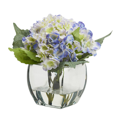 Frontgate Light Blue Hydrangea In Glass Cube
