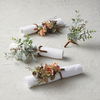 Frontgate Set Of 4 Floral Napkin Rings