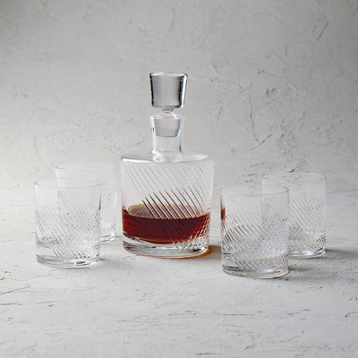 Frontgate 5-piece Bourbon Street Whiskey Decanter Set