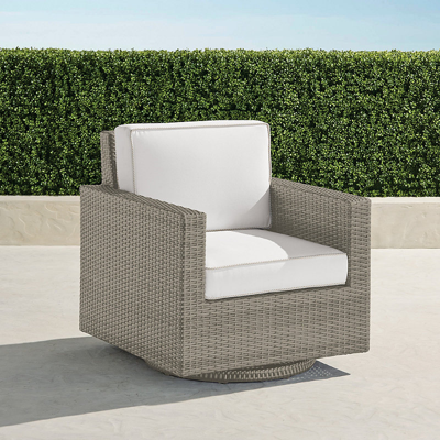 Frontgate Small Palermo Swivel Lounge Chair With Cushions In Dove Finish