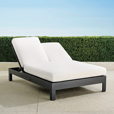 Frontgate St. Kitts Double Chaise With Cushions In Matte Black Aluminum