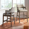 Frontgate Martino Swivel Bar & Counter Stool In Stone Gray,smoke Gray Leather Counterstool