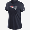 Nike Women's Navy New England Patriots Logo Essential T-shirt In Blue