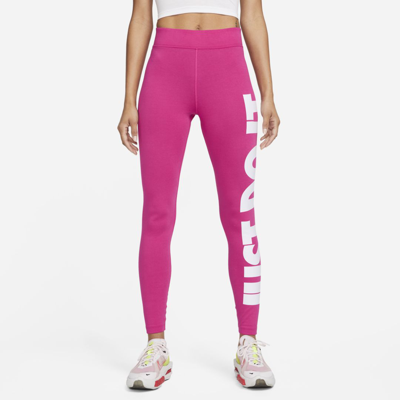 Nike Women's  Sportswear Essential High-waisted Graphic Leggings In Active Pink/white