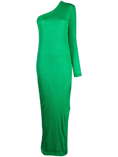 Ami Alexandre Mattiussi One-shoulder Cotton Maxi Dress In Green