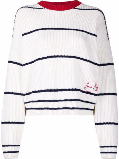 Sonia Rykiel Striped Crew-neck Knitted Jumper In Nude