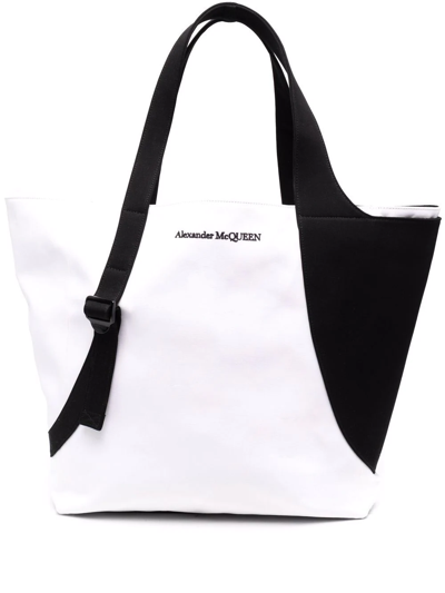 Alexander Mcqueen Colour-block Tote Bag In Weiss