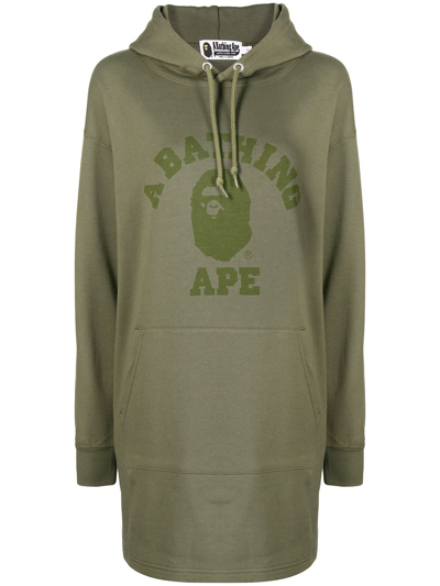 A Bathing Ape Logo-print Hoodie Dress In Green