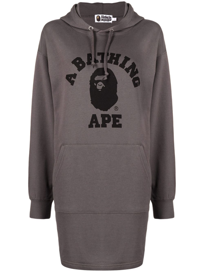 A Bathing Ape Logo-print Hoodie Dress In Grey