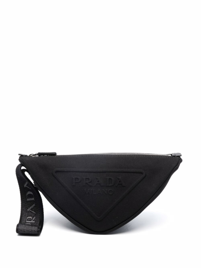 Prada Triangle Logo-embossed Bag In Black