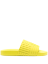 Bottega Veneta Intrecciato Logo-embossed Slides In Grün