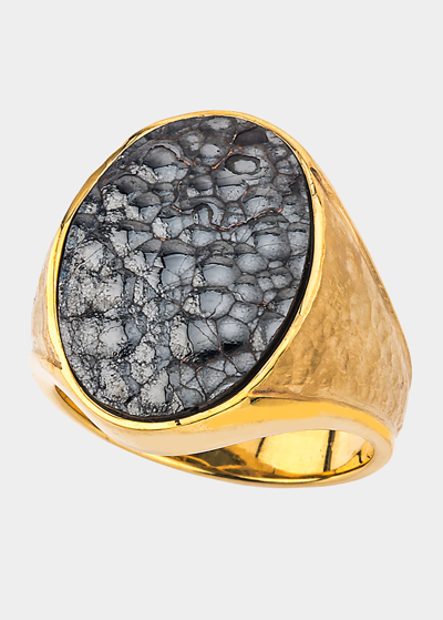 Jorge Adeler Men's 18k Yellow Gold Hematite Ring