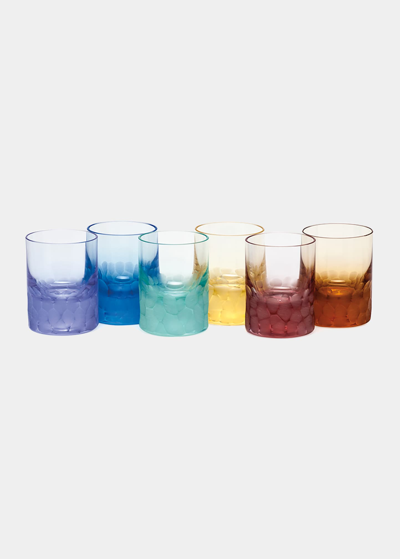 Moser Set Of Six Pebbled Crystal Shot Glasses In Multi Color