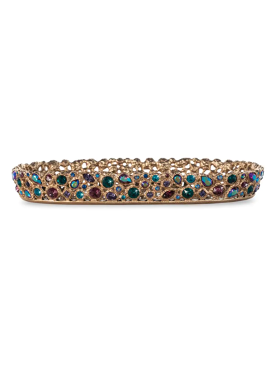 Jay Strongwater Brocade Bejeweled Tray In Blue