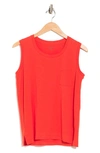 Madewell Whisper Cotton Crewneck Pocket Muscle Tank In Bright Poppy