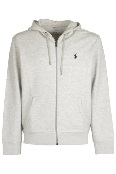 Polo Ralph Lauren Logo Embroidered Drawstring Hoodie In Grey