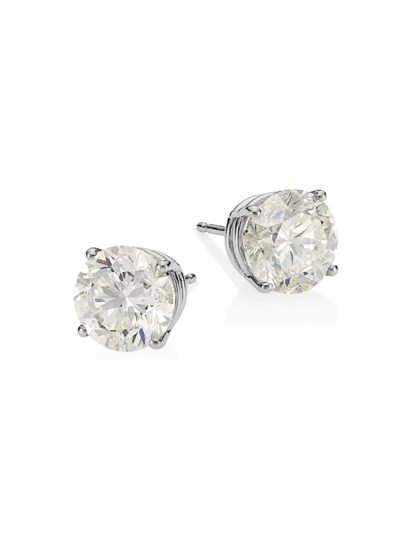 Saks Fifth Avenue Women's 14k White Gold & 4 Tcw Round Diamond Stud Earrings