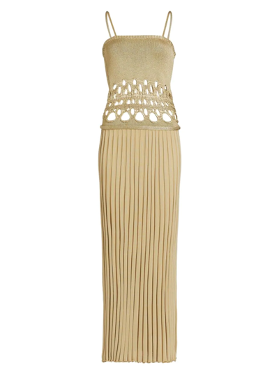 Christopher Esber Crochet Torso Cami Dress In Gold | ModeSens